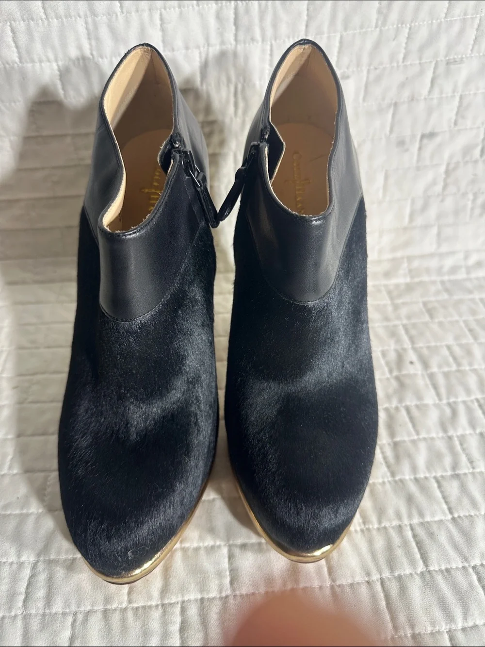 Cole Haan Sophie leather and genuine calf hair booties